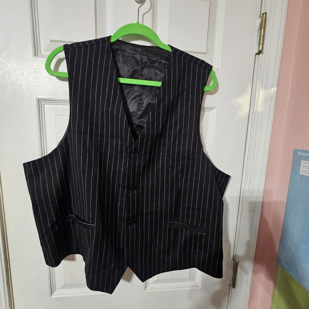 Black and White Pinstriped Three Piece Suit